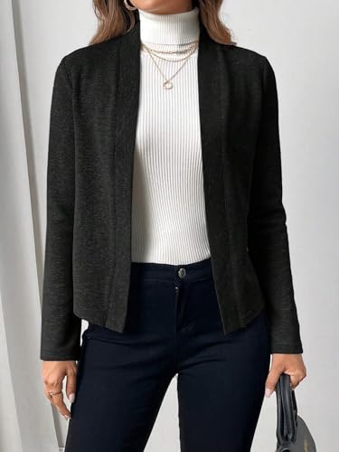 Chic Black Womens Casual Coat - Elegant Long Sleeve, X-Large Slim Fit for Fall & Winter - Image 5