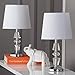 SAFAVIEH Lighting Collection Crescendo Modern Glam Tiered Crystal/ Off-White Shade Bedroom Living Room Home Office Desk Nightstand Table Lamp Set of 2 (LED Bulbs Included)