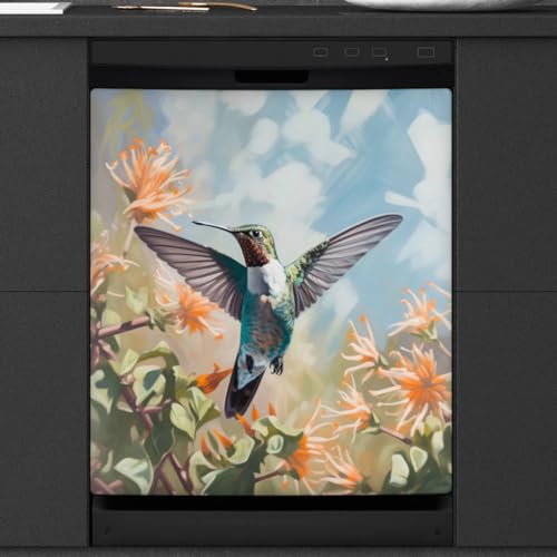 Dishwasher Magnet Cover Flower Hummingbird Refrigerator Covers Magnetic Sheet Sticker