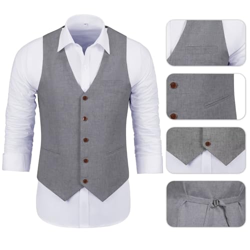 Men Suits Linen Beach Wedding Suits 3 Piece Groomsmen Attire Linen Blazer Vest Pant Prom Tuxedo3