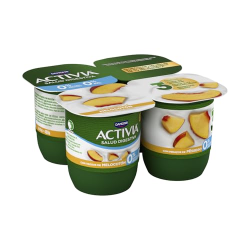 Activia Yogur Melocotón - rico en probióticos y con 0% azúcares - Pack: 2x120g