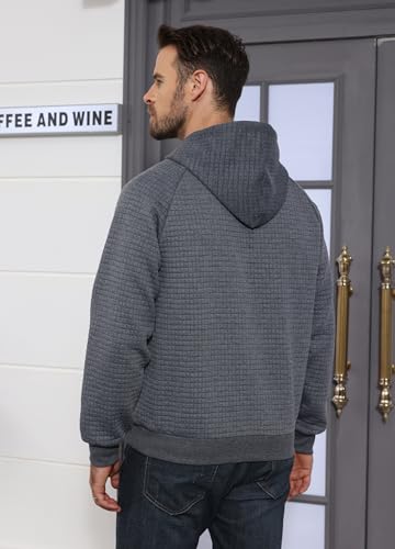ZTN Mens Hooded Sweatshirt Long Sleeve Quilted Sweatshirt Casual Fashion Pullover Hoodies Warm Lightweight with Pockets4