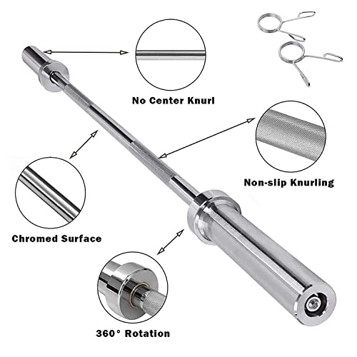 Foto von Langhantelstange Langhantel 120cm Hantelstange Olympia Hantelstangesolid Steel Weight Bar 5,2 cm Durchmesser Langhantel-Stange mit 2 Federklemmen Langhantel Gewichte Set für Home Gym Krafttraining