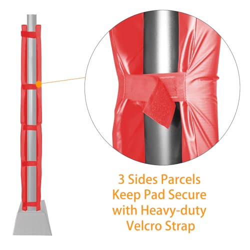 Heavy Duty Basketball Pole Pads, Fits 3" x 3", 3.5"x 3.5", 4" x 4" Round Size Poles, 2" Thick 72" Tall All-Weather Pad(Red,3 Sides Parcels)