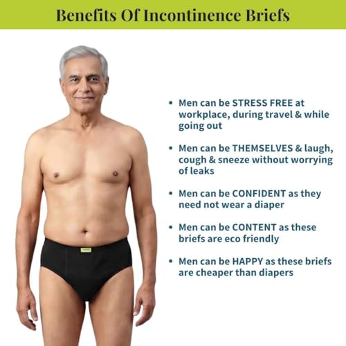 Image of Leakproof Underwear For Men | Absorbs 35ml Of Leaks | Wash & Reuse | Anti Bacterial, Hygienic & Leakproof | Comfy Cotton | Pack Of 1 | Black | XXXL