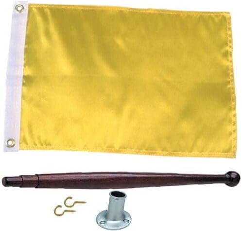 5.07826150770215E+20 12 x 18 Solid Port Flag Kit for Boats - Flag, Pole and Holder 50-78261 50-77021 50-70701