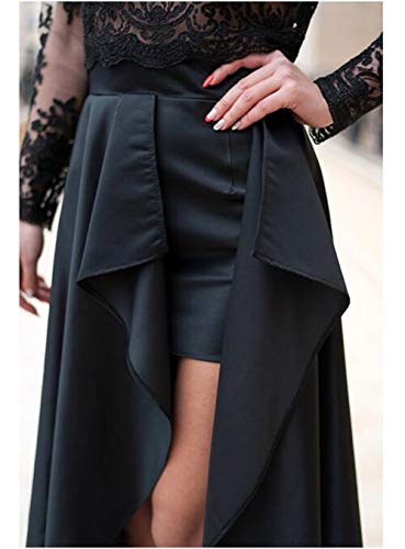 Emmani Women's High Low Waist Long Skirt High Waist Dance Dress Irregular Skirt Satin Homecoming Ball Party3