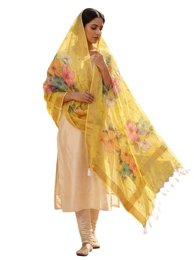 mahisa Women’s Dynamic Floral Printed Dupatta Soft Lightweight Ethnic Wear Dupatta with Jacquard Border-picture-42