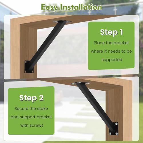 Soporte de Ángulo de 45 Grados, Kit para Pérgola, Conector Resistente, Refuerzos de Esquina para Uniones Internas, para Postes y Vigas de Madera, Conector DIY de Acero al Carbono (12 piezas) miniatura 4