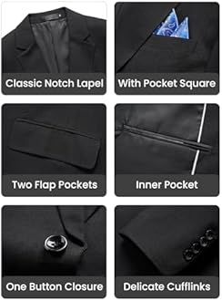 MAGE MALE Men's Slim Fit Blazer Jackets Suit One Button Lightweight Sport Coats Casual Blazer