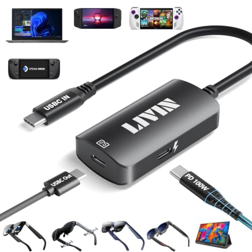 LIVIN 𝟐𝟎𝟐𝟔 𝐔𝐩𝐠𝐫𝐚𝐝𝐞 USB C to Portable Monitor、AR Glasses XREAL One、Air 2 Pro/VITURE Pro/RayNeo Air 2s/Rokid,【4K@60Hz+PD 100W】,USB C to Type C Adapter iPhone15/16、Android、PC、Switch、Steam Deck by LIVIN - Used condition - US$28.50
