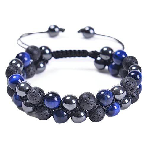 Bracelet anxiété en pierre de lave et œil de tigre tressé