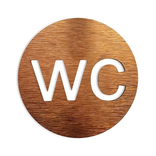 QWWQYDY Segnali per Toilette Cartelli for Servizi igienici di Tutti i sessi - Cartelli for Porte dei bagni - Targhe for bagni WC Pannello Composito in Alluminio Oro Argento(WC,10x10cm)
