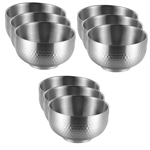 Bestonzon 9 Pcs Stainless Steel Rice Bowl Asian Soup Bowl Japanese Soup Bowls Japanese Ramen Bowl Japanese Noodle Bowl Pasta Bowl Asian Bowl Stainless Soup Bowl Large Stainless Steel Bowl #TOP30