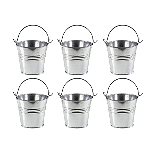 6Pcs Mini Cubos, Cubos de Metal, Lata de Cubo de Metal, Cubos de Regalo, Mini Contenedor de Jardín para Macetas, Macetas de Metal, Mini Caja de Cubo de Metal, Cubos Pequeños de Metal Galvanizado (A) Cover