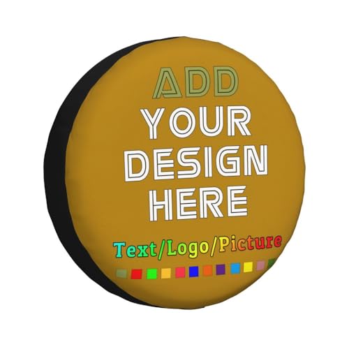 Image of Custom Spare Tire Cover 14-17 Inch, Personalized Universal Wheel Cover Add Your Own Photo Text Logo Waterproof Dust-Proof Tire Covers Protectors for Trailer Truck SUV Universal, DarkGoldenrod