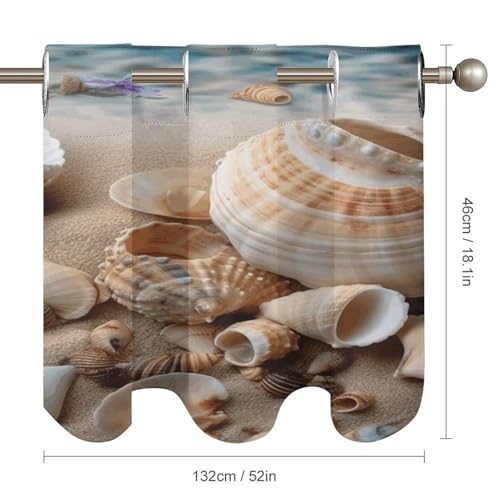 Cortinas opacas de playa para ventanas de cocina, cenefa de arte moderno 52x18 pulgadas 3