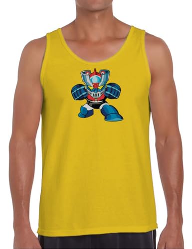 Camisetas EGB Camiseta Tirantes Chico Pequeño Mazinger Z - Ochenteras 80´s Retro Comic (Amarillo, M)