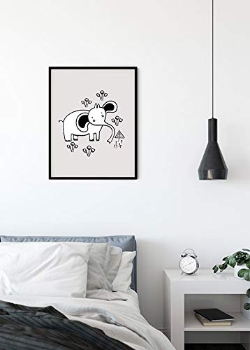 Komar Scribble Elephant Wall Picture, Black, White, 50 x 70 cm - Image 3