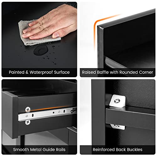 Loko Black Buffet Cabinet With Storage, Kitchen Sideboard With Sliding Tempered Glass Doors & Pull-Out Wine Rack, Coffee Bar Station With Adjustable Shelf For Kitchen, Living Room #TOP4