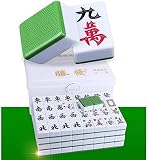 Zestaw Mahjong, zestaw Mahjong, wyślij obrus zielony Mahjong, duża rodzina akrylowa karta Mahjong, zabawna rodzinna gra planszowa, plastikowe pudełko decorate