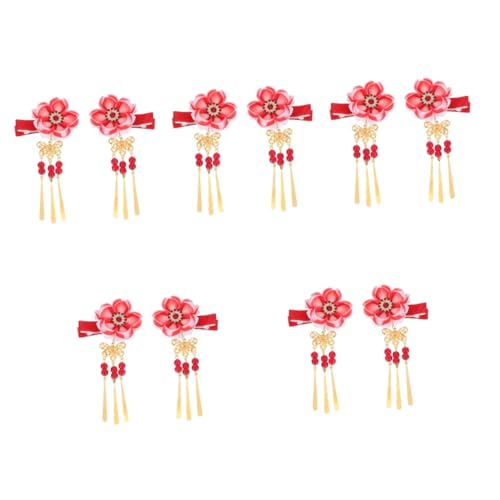 Barrettes japonaises à long pompon antiglisse : lot de 5 paires d'épingles pour filles
