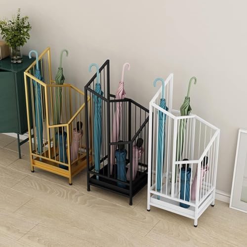 Modern Metal Rack for Hotel Office Indoor Umbrella Holder with Drip Tray 25x20x62cm Gold Color