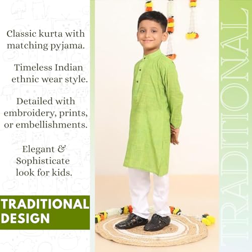 Image of BABA AND BABY Boy's Cotton Kurta Pyjama Set