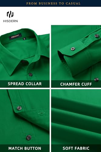 Image of HISDERN Mens Dress Shirts Long Sleeve Button Down Casual Shirts for Men Inner Contrast Formal Business Tuxedo Wedding Shirt