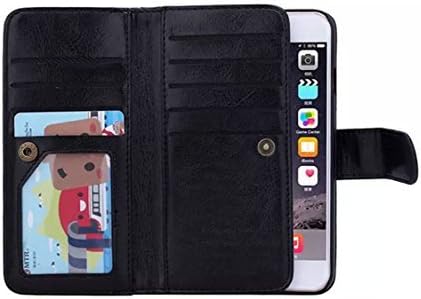 Valentoria iPhone 8Plus iPhone 7Plus Wallet Case, Leather Wallet Case Magnetic Detachable Slim Back Cover Card Holder Slot Wrist Strap(iPhone 7 Plus,Black)