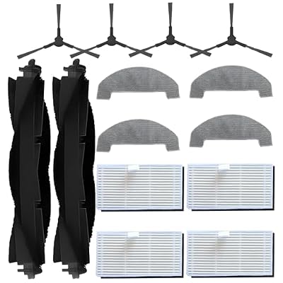 MS1 Replacement Accessories Kit for MONSGA MS1 / MS1 MAX Robot Vacuum, parts 2 Main Brush 4 Mop Pads 4 Filters 4 Side Brushes Spare Attachments