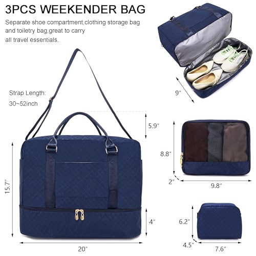 Travel Duffle Bag for Women Carry on Bags Overnight Weekender Gym 3pcs Set — view 2