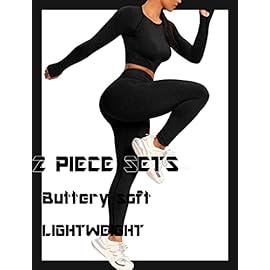 SEASUM Workout Sets for Women High Waist Seamless Cute Yoga Leggings Workout Sets for Women 2 Piece Gym Clothes