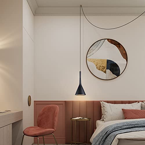 Kco Lighting Plug In Black Cone Pendant Light Fixture Retro Farmhouse Ceiling Hanging Light Adjustable Ceiling Light For Kitchen Island Living Room #TOP4