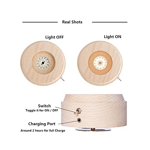 YCWF 3D Crystal Ball Music Box,Luminous Rotating Musical Box,with Projection LED Light,Best Gift for Birthday Thanksgiving Day Valentines Day Mothers Day Christmas(Moon)