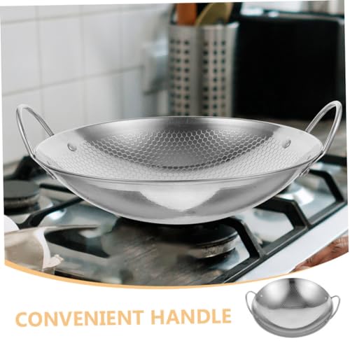 Wok de acero inoxidable con doble asa y estructura de panal miniatura 7