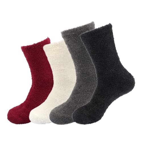 Image of BambooMN Women's Super Soft and Cozy Feather Light Fuzzy Socks - Multiple Color Options - Two Sizes - Value Packs