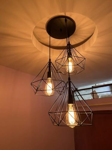 Image of Desidiya Geometric Pendant Light, 3-Light Geometric Black Cluster Pendant Light Home Decor Lights Hanging Ceiling Decorative Chandelier Home, Living Room, Indoor Modern Ceiling Hanging Lamp