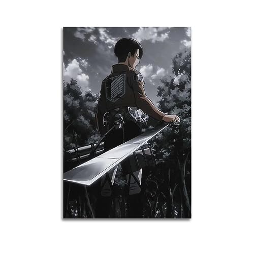 VZRSQZK Póster de anime Attack on Titan Levi Ackerman, pintura decorativa, lienzo, pósteres de pared e impresión artística moderna para decoración de dormitorio familiar, 20 x 30 cm