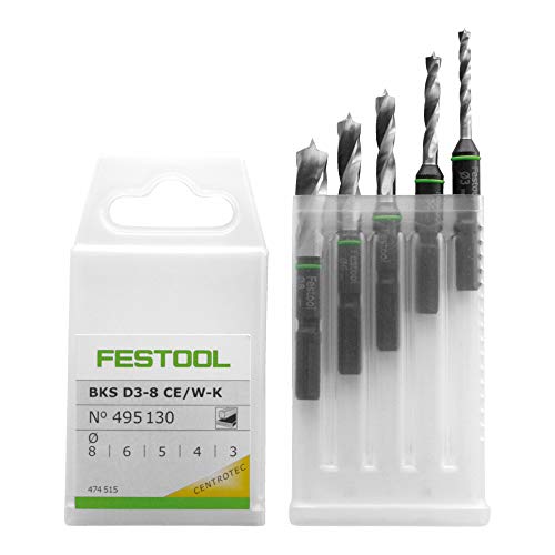 Festool 495130 Stubby Brad Point Bit Set 3-8mm