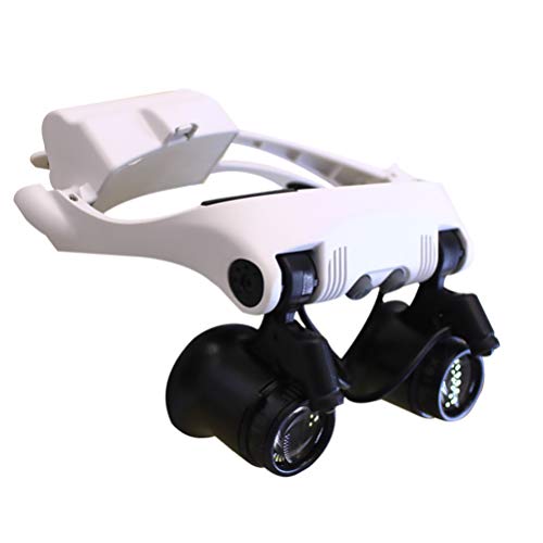 Scicalife Gafas de Lupa Montadas en La Cabeza: Lupas de Diadema con Luz LED para Reparación Y Evaluación de Relojes de Joyería