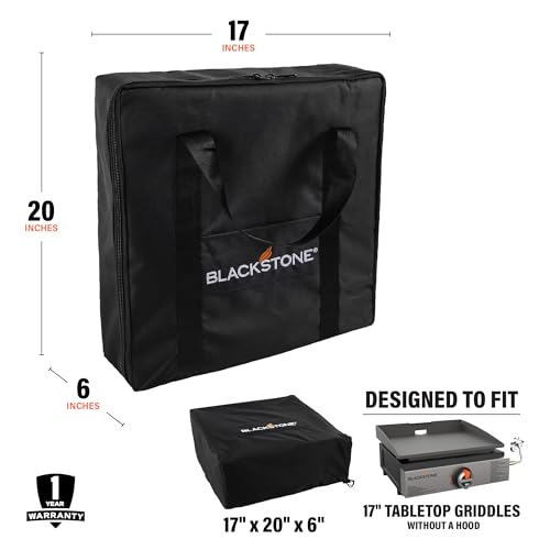 Image of Blackstone 17 inch Griddle Cover & Carry Bag, Water-Resistant Polyester, Heavy Duty Flat Top Gas Grill Cover, Custom Fit for Blackstone 17 Inch Cooking Station Without Hood (See Compatibility)