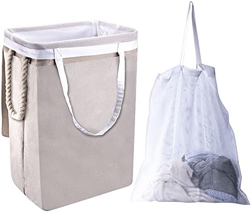 LANSCARE 72L Laundry Baskets Quality Hampers For Laundry Large Capacity Collapsible Dirty Clothes Hamper With Lid Handles Liner Removable Bag Slim Free Standing Dorm Room Essentials