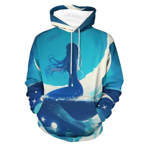 Pullover sirène de mer lune hoodie aux finitions haut de gamme homme femme
