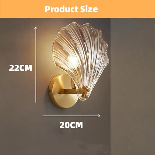 zhxinashu Shell Shaped Wall Light, E14 Glass Indoor Wall Lights for Living Room Art Deco Wall Sconce - Image 4