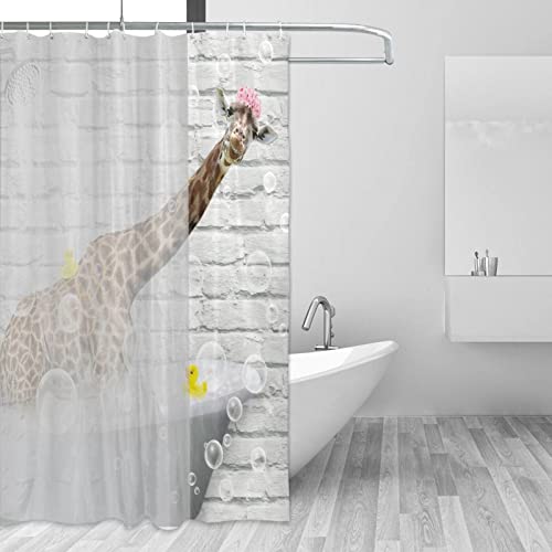 Sayiruld Funny Giraffe Shower Curtain Animal Waterproof Shower Curtain With Plastic Hooks 72X72 Inch #TOP1