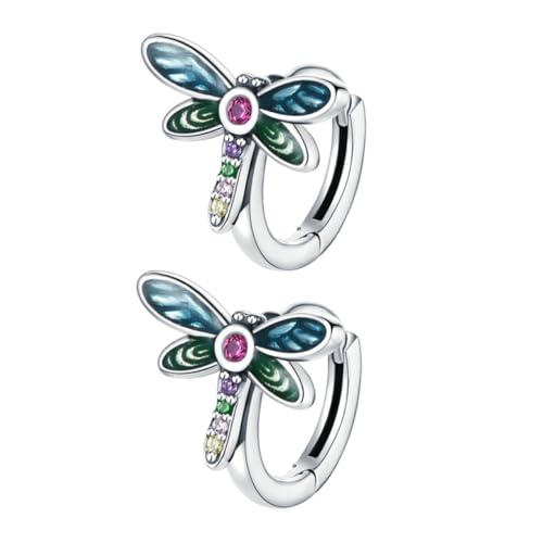 Boucles d'oreilles de Libellule en argent S925 avec Cubic Zirconia coloré pour femme