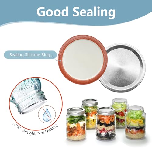 SIJDIEE 200Pcs 86 MM/3.4 Inch Wide Mouth Canning Lids, Leak Proof Split-Type Metal Canning Jar Lids for Ball Kerr Jar, Food Grade Material,100% Fit & Airtight for Wide Mouth Mason Jar Lids by SIJDIEE - Image 3