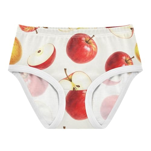 Fancy Toddler Underwear Floral 2t Cotton Panties Little Girl Watercolor Slices Red Apples Underpants Briefs