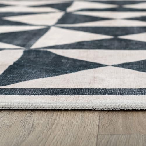 Tapete geométrico antideslizante lavable 2'x4' crema miniatura 6